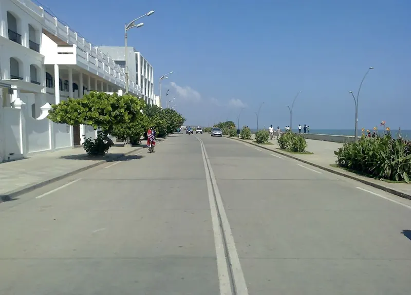 Scenic beachfront walkway in Puducherry