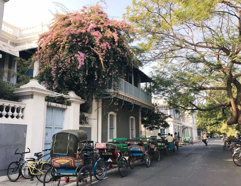 Historic yellow streets in French Quarter Pondicherry